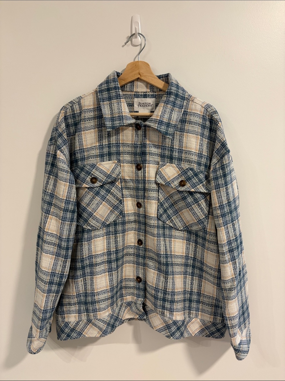Boston Traders Blue & Cream Plaid Utility Shacket